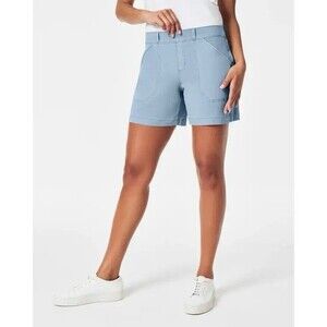 Spanx Women's Twill Shorts Pull On 5” Inseam Size Large, Blue